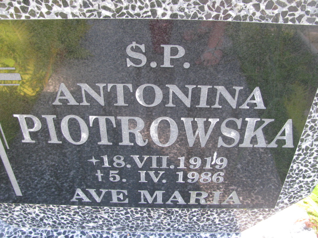 Antonina Piotrowska 1919 Świnoujście - Grobonet - Wyszukiwarka osób pochowanych