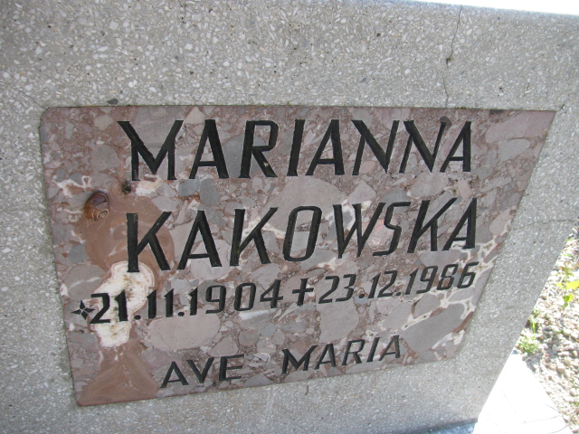 Marianna Kakowska 1904 Świnoujście - Grobonet - Wyszukiwarka osób pochowanych